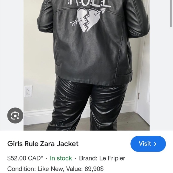 Zara Girls Rule Leather Jacket - Picture 2 of 2